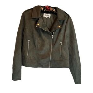 BB Dakota Steve Madden Sage Green Faux Suede Moto Jacket Size XL Zip Up New